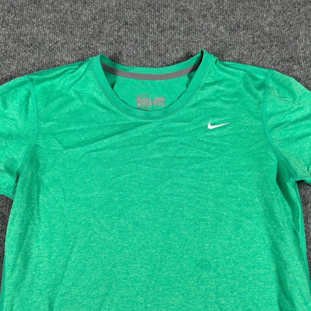 Nike Shirt Womens Size M Green Dri-Fit Short Sleeve Athletic Running Gym Top